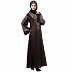 A-line party wear abaya with Resham embroidery work- Coffee Brown